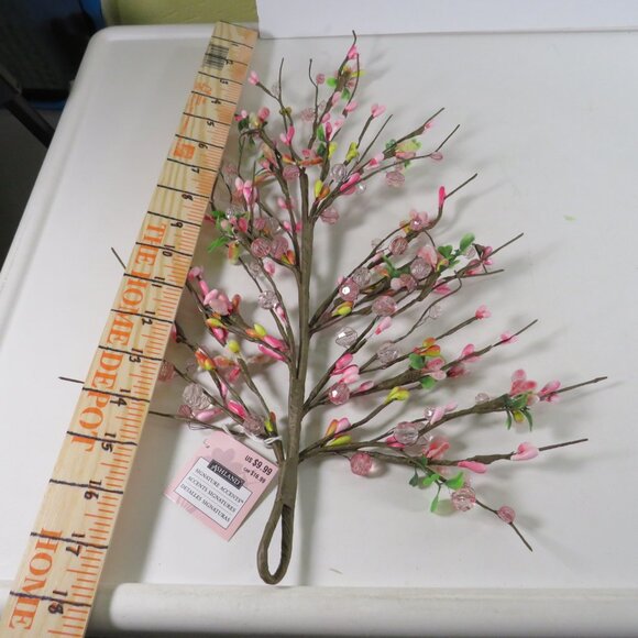 Pink Spring Floral branch with Pip berries loop for hang(with beads and frosted - Picture 7 of 10